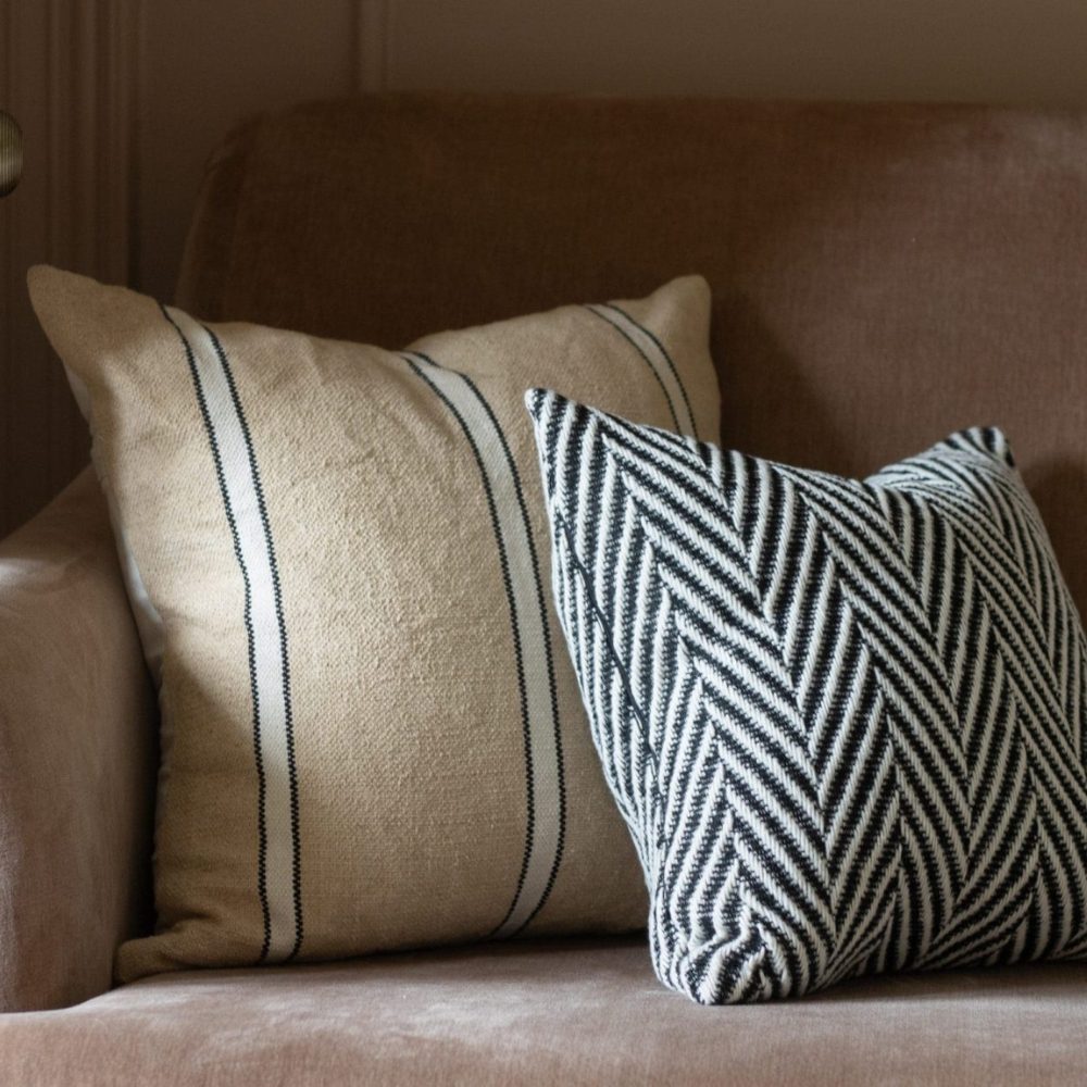 India Beige, Black & Cream Cushion 45x45