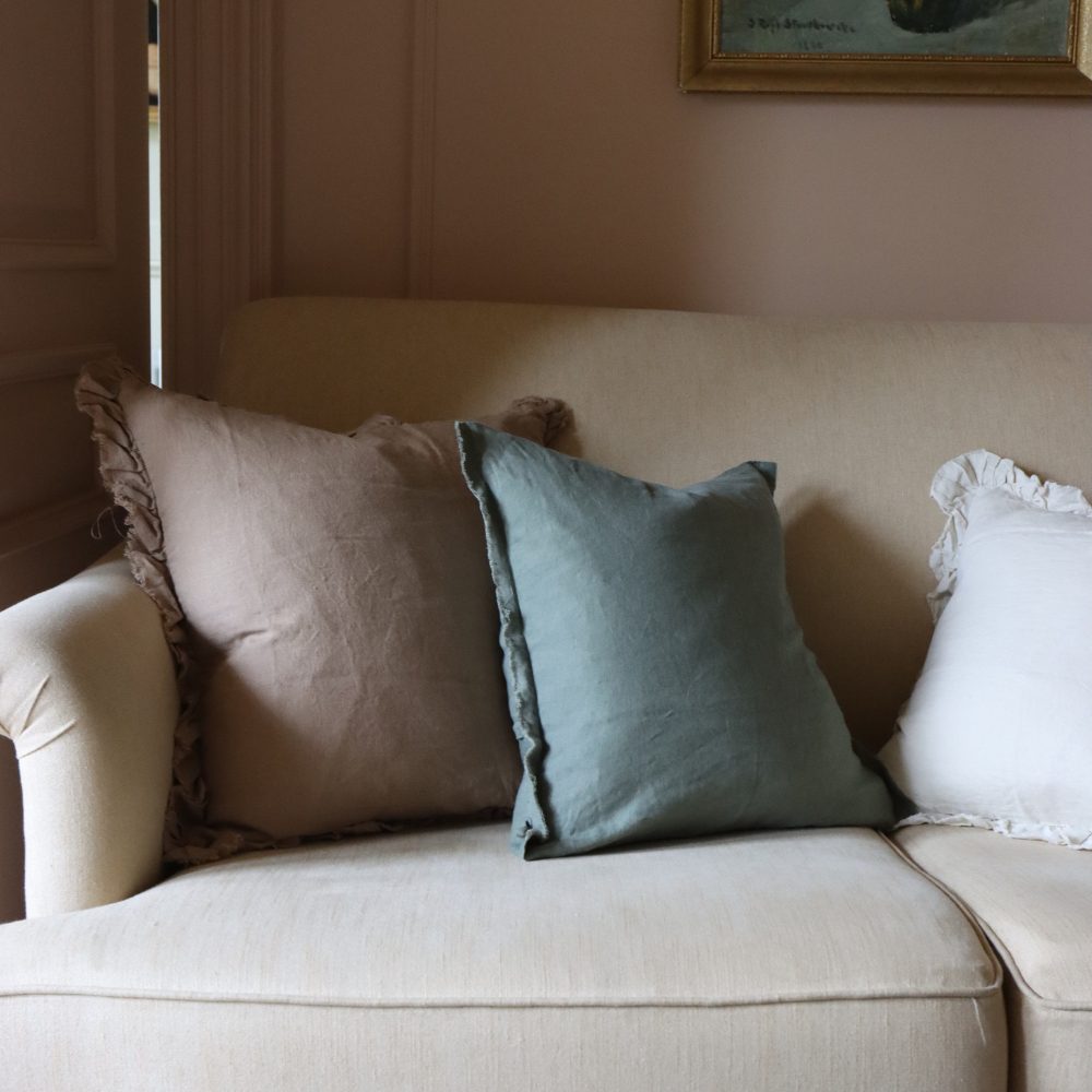 Esmee Khaki Green Linen Cushion 53x53