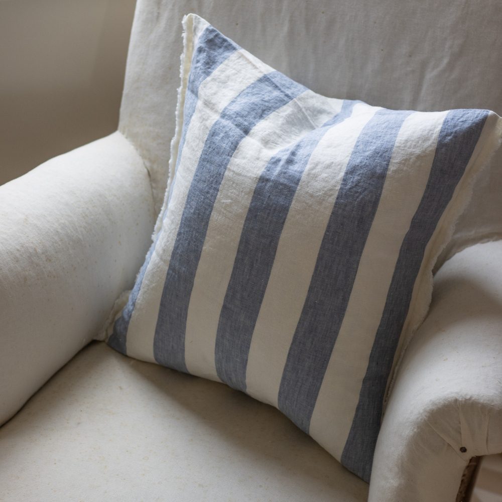 Esmee Blue Wide Stripe Cushion 45x45
