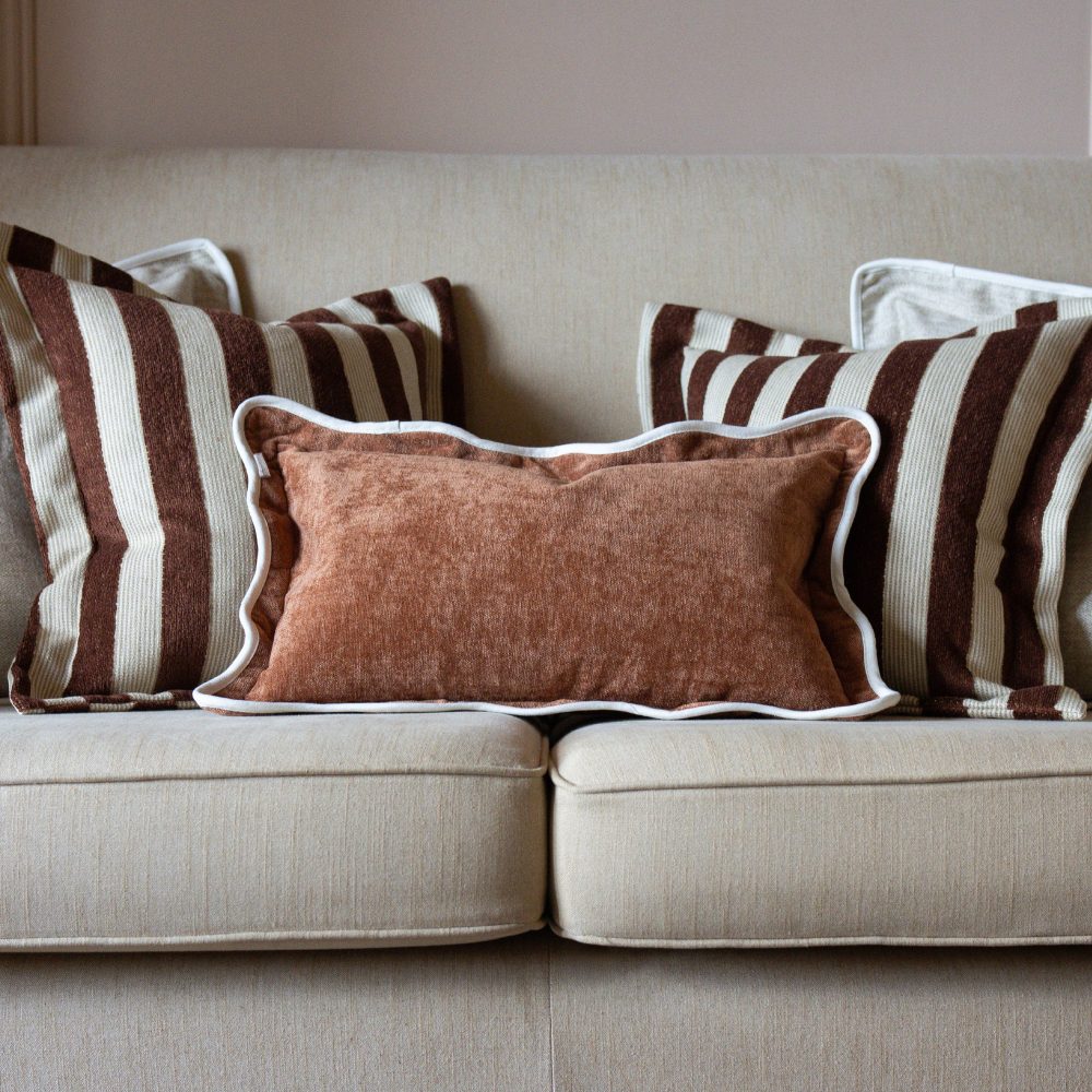Chloe Rust Scalloped Edge Cushion 50x30