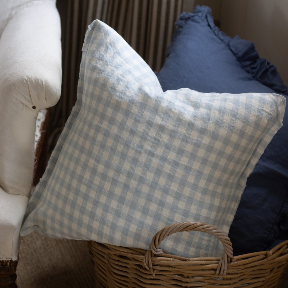 Esmee Blue Gingham Cushion 45x45