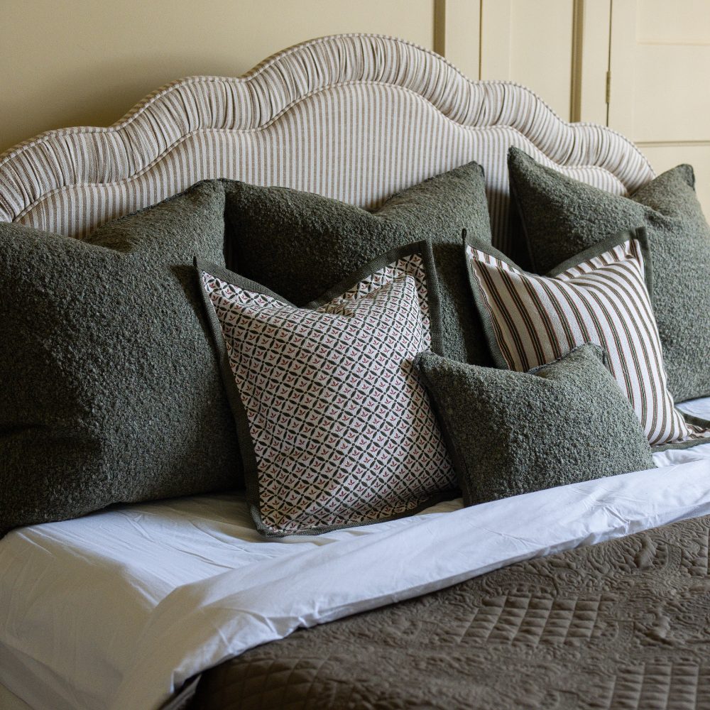 Fleur Olive and Terracotta Stripe Cushion 45x45