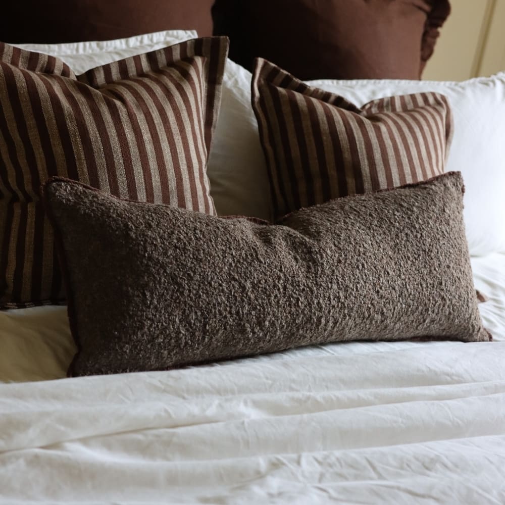 Sofia Dark Brown Boucle Bolster Cushion 80x30