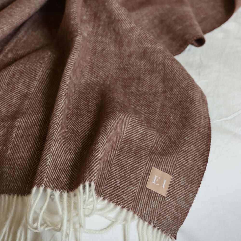 Dark Brown Herringbone Throw