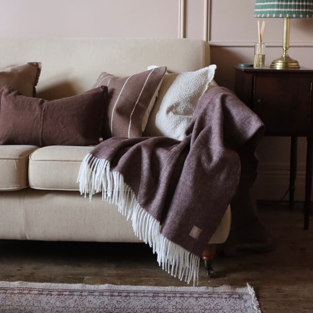 Dark Brown Herringbone Throw