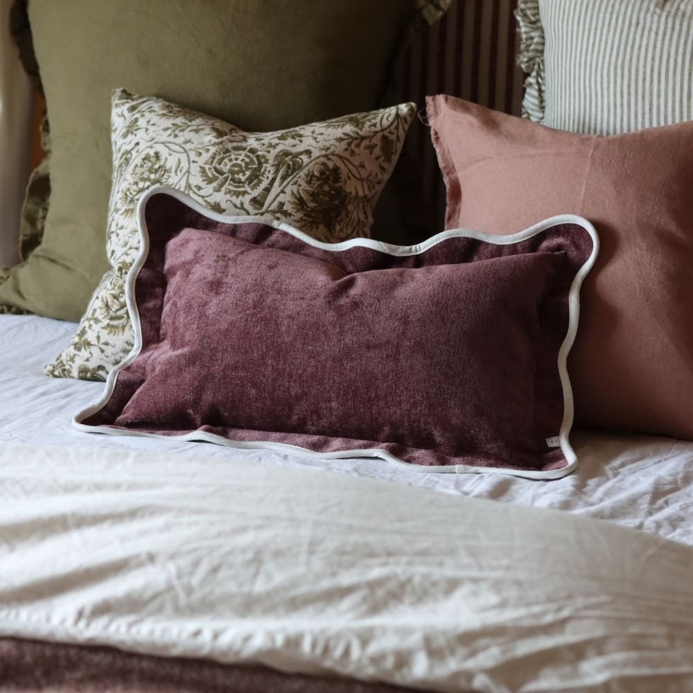 Chloe Plum Scalloped Edge Cushion 50x30