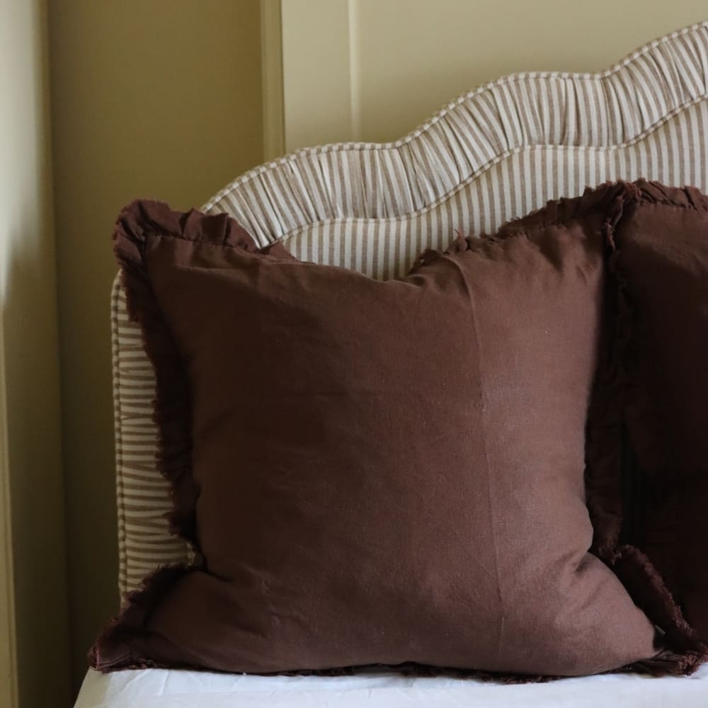 Hallie Dark Brown Ruffle Cushion 65x65