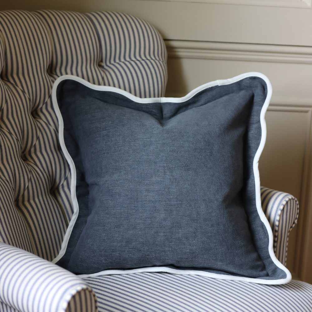 Chloe Navy Scalloped Edge Cushion 45x45