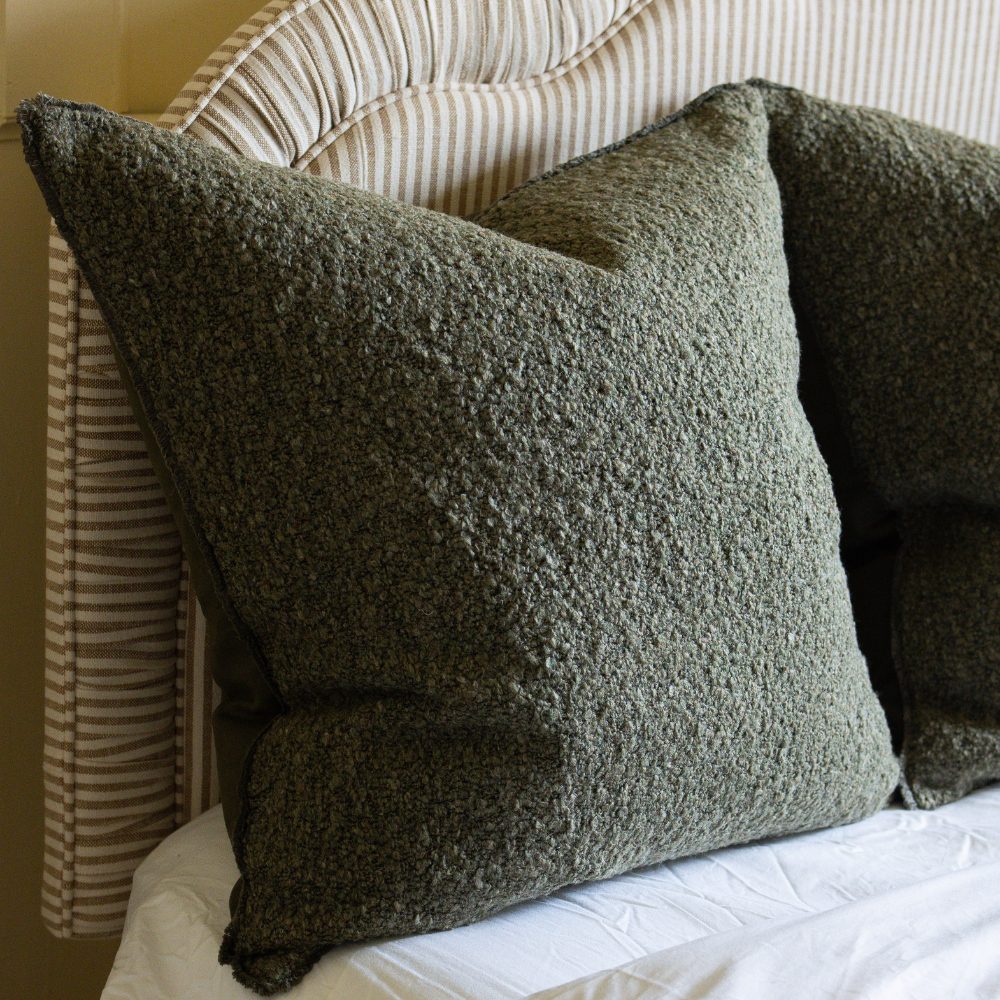 Sofia Olive Green Boucle Cushion 65x65
