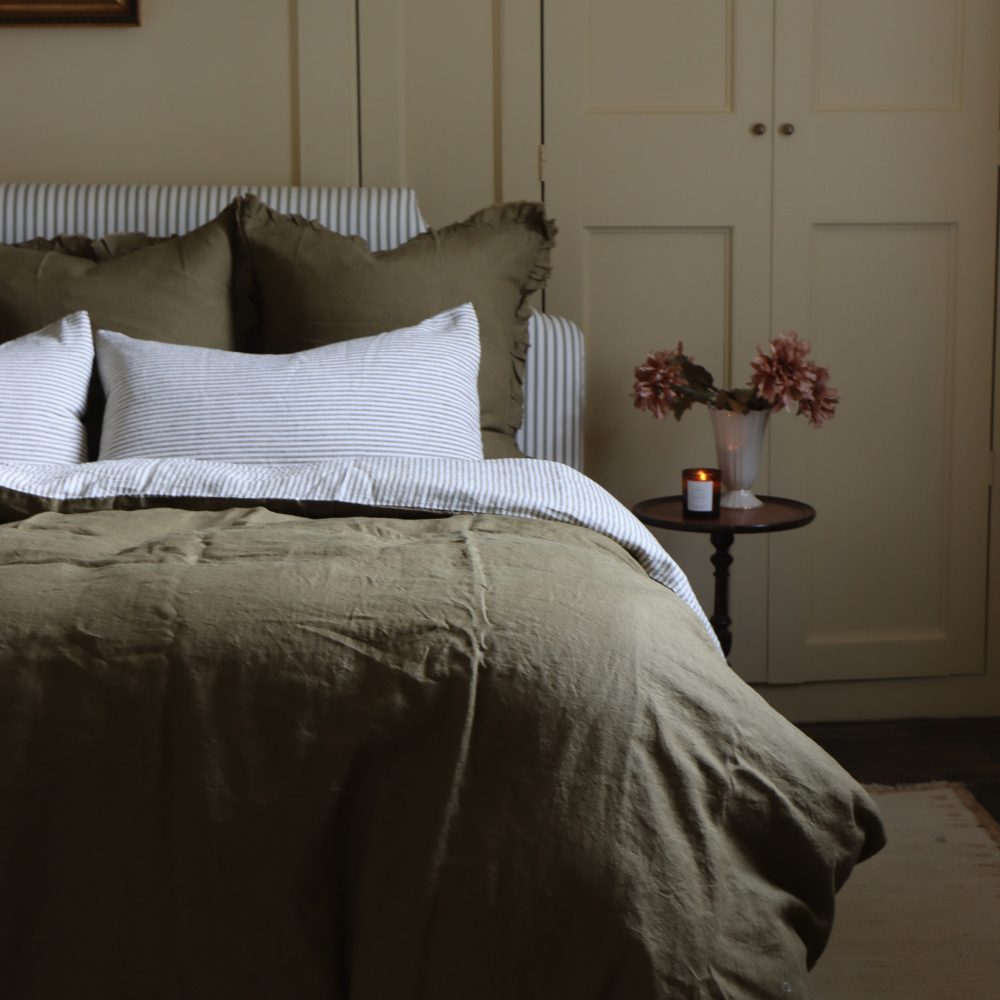 Hallie Olive Green Ruffle Cushion 65x65