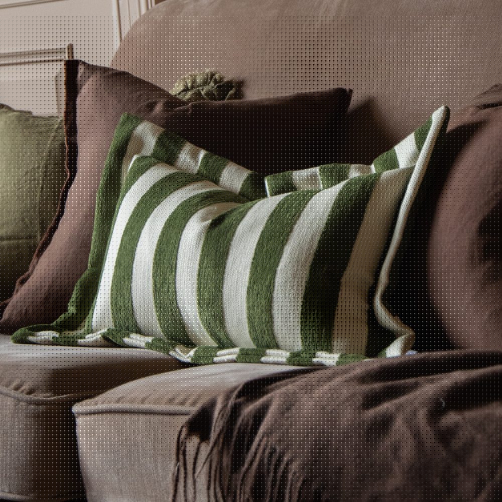 Orla Olive Green Stripe Cushion 50x30