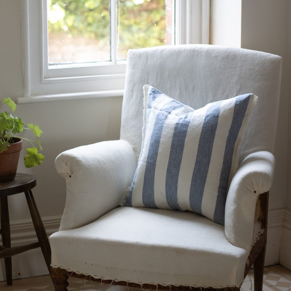 Esmee Blue Wide Stripe Cushion 45x45