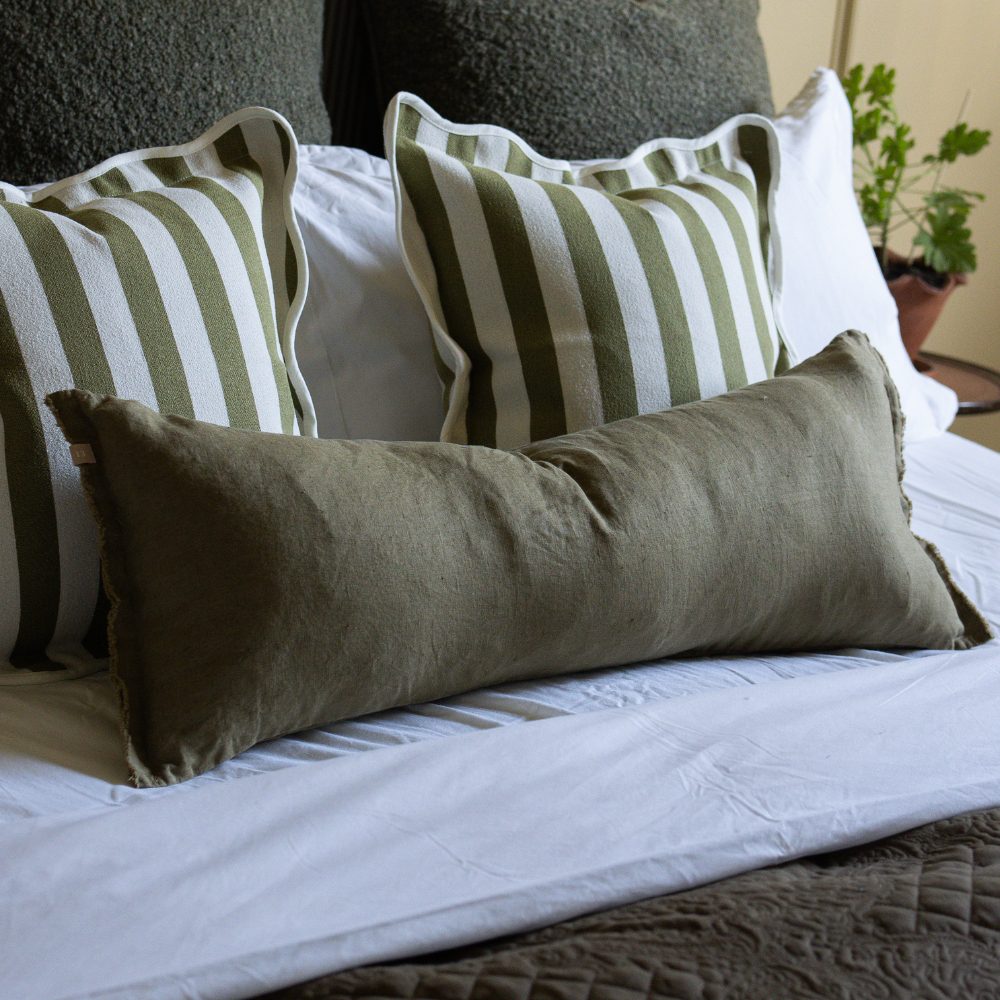 Esmee Olive Green Bolster Cushion 80x30