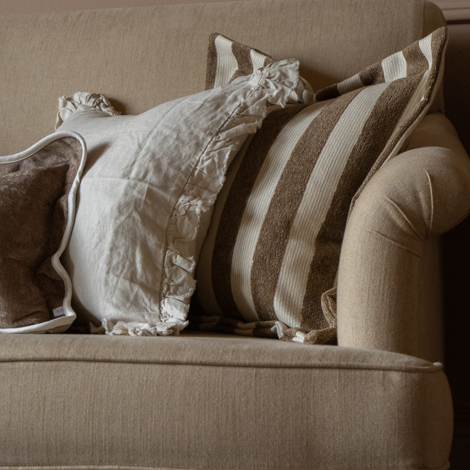 Orla Coffee Brown Stripe Cushion 45x45