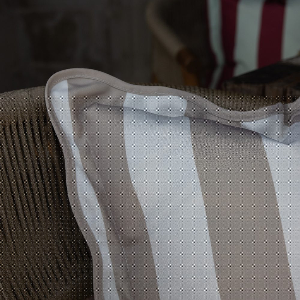Outdoor Greige Stripe Scalloped Edge Cushion 45x45