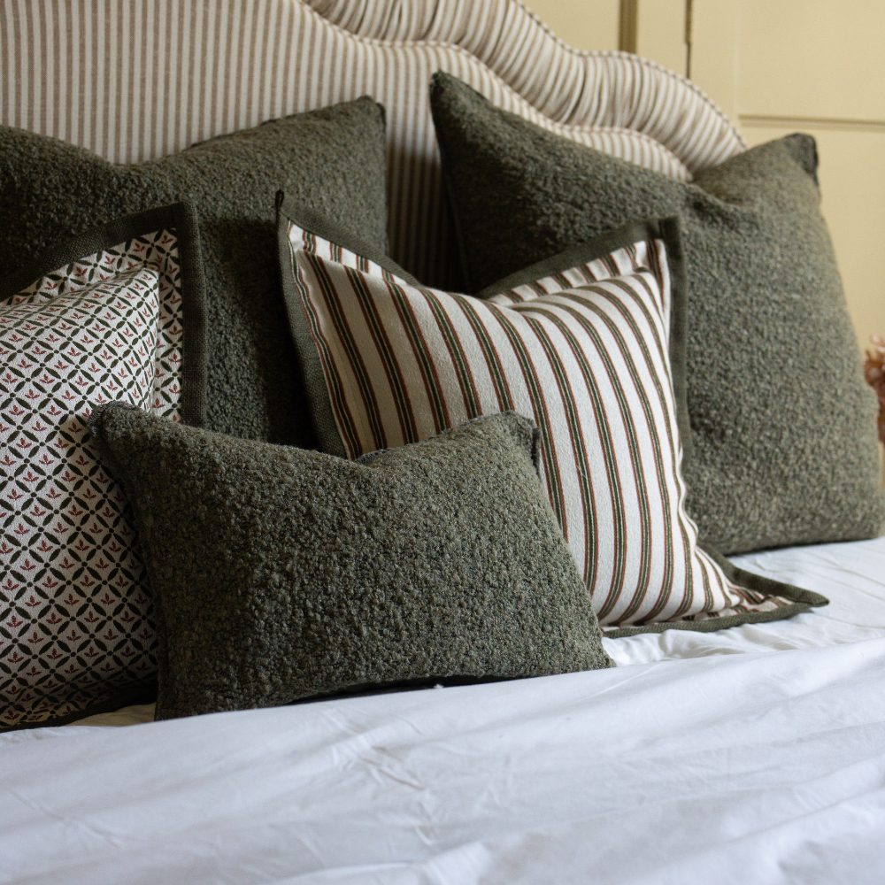 Fleur Olive and Terracotta Stripe Cushion 45x45