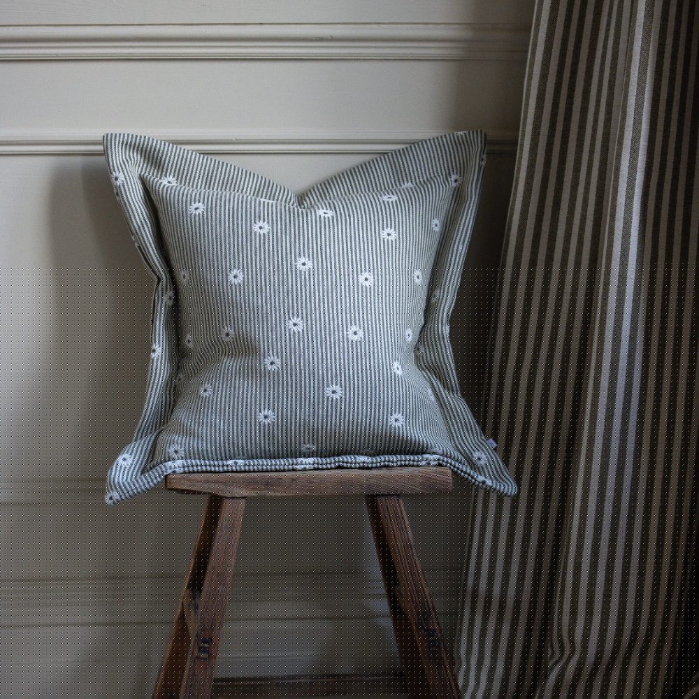Daisy Sage and Cream Stripe Cushion 45x45