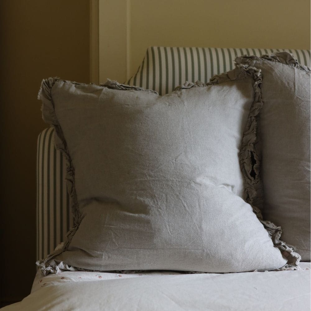 Hallie Natural Beige Ruffle Cushion 65x65