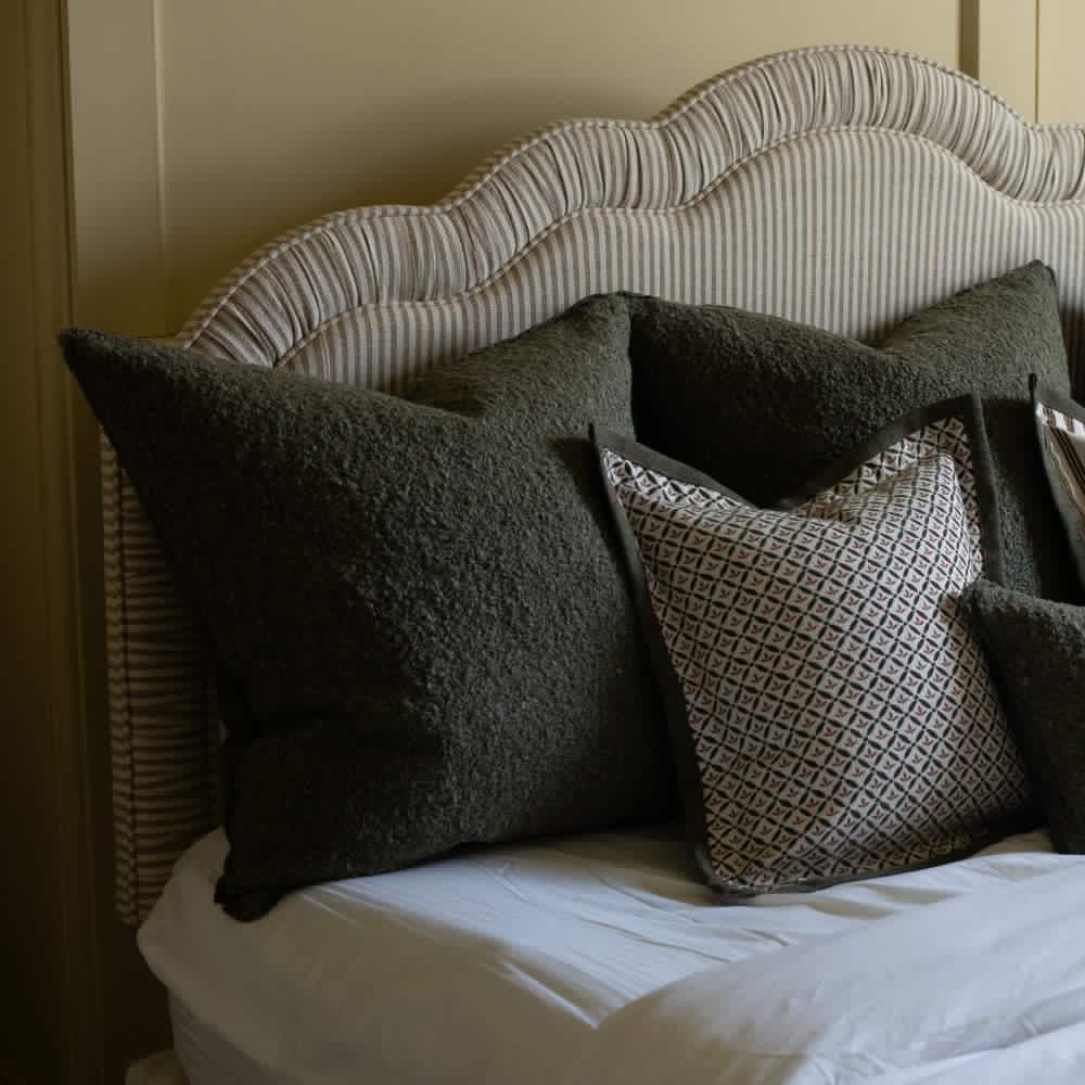 Sofia Olive Green Boucle Cushion 65x65