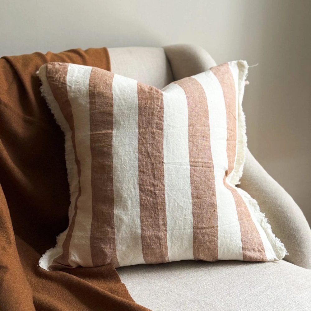Esmee Rust Wide Stripe Cushion 45x45