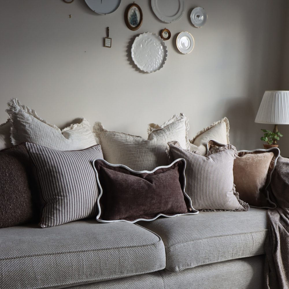 Florence Dark Brown Stripe Cushion 45x45