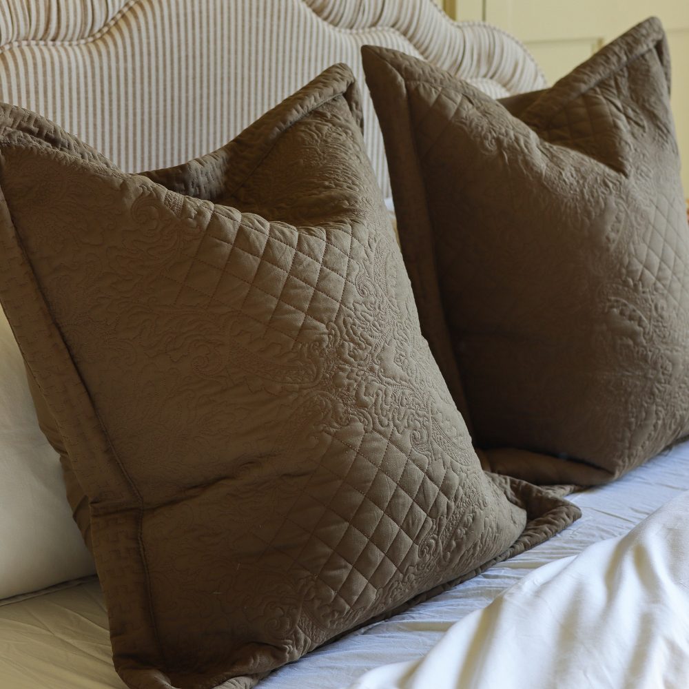 3 Piece Olive Quilted Bedspread & Cushion Set