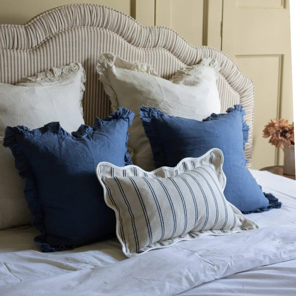 Chloe Nautical Stripe Scalloped Edge Cushion 50x30