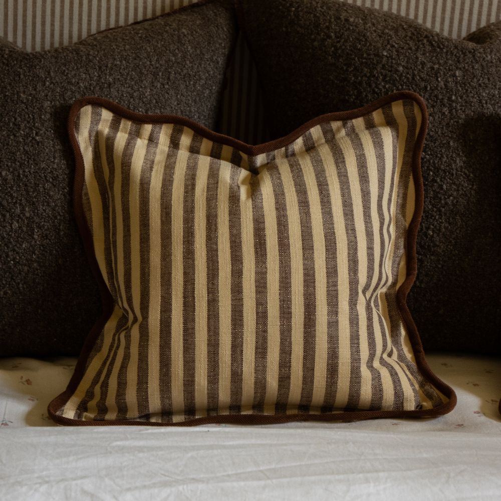 Chloe Brown & Cream Stripe Cushion 45x45