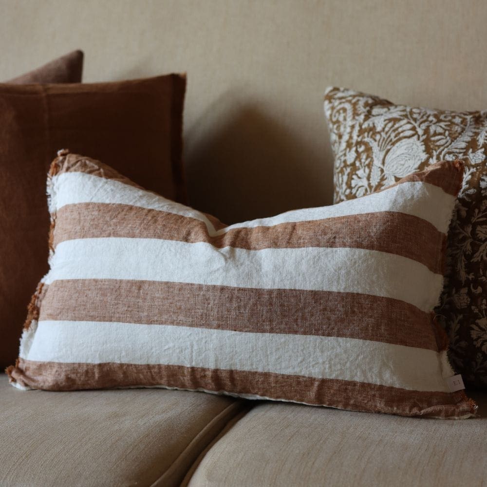 esmee rust wide stripe cushion 50x30