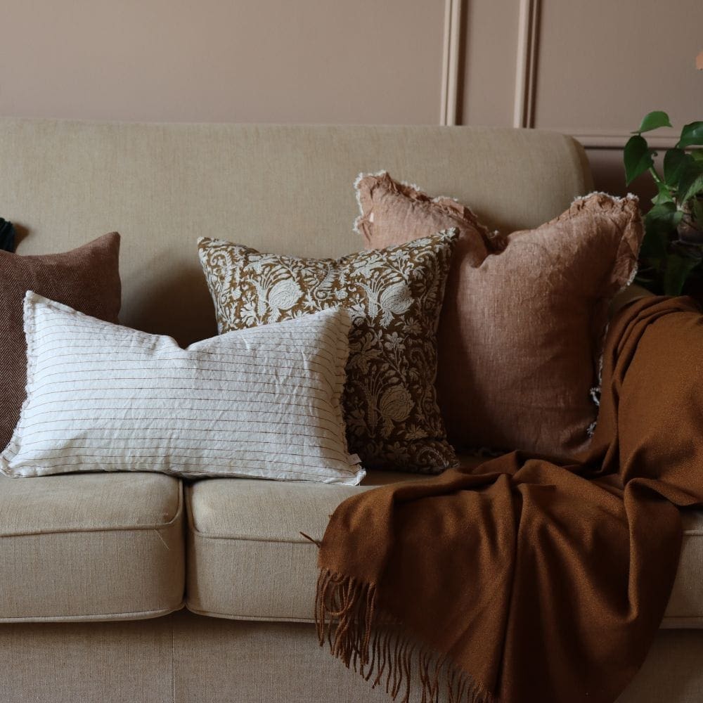 esmee rust pinstripe cushion 50x30