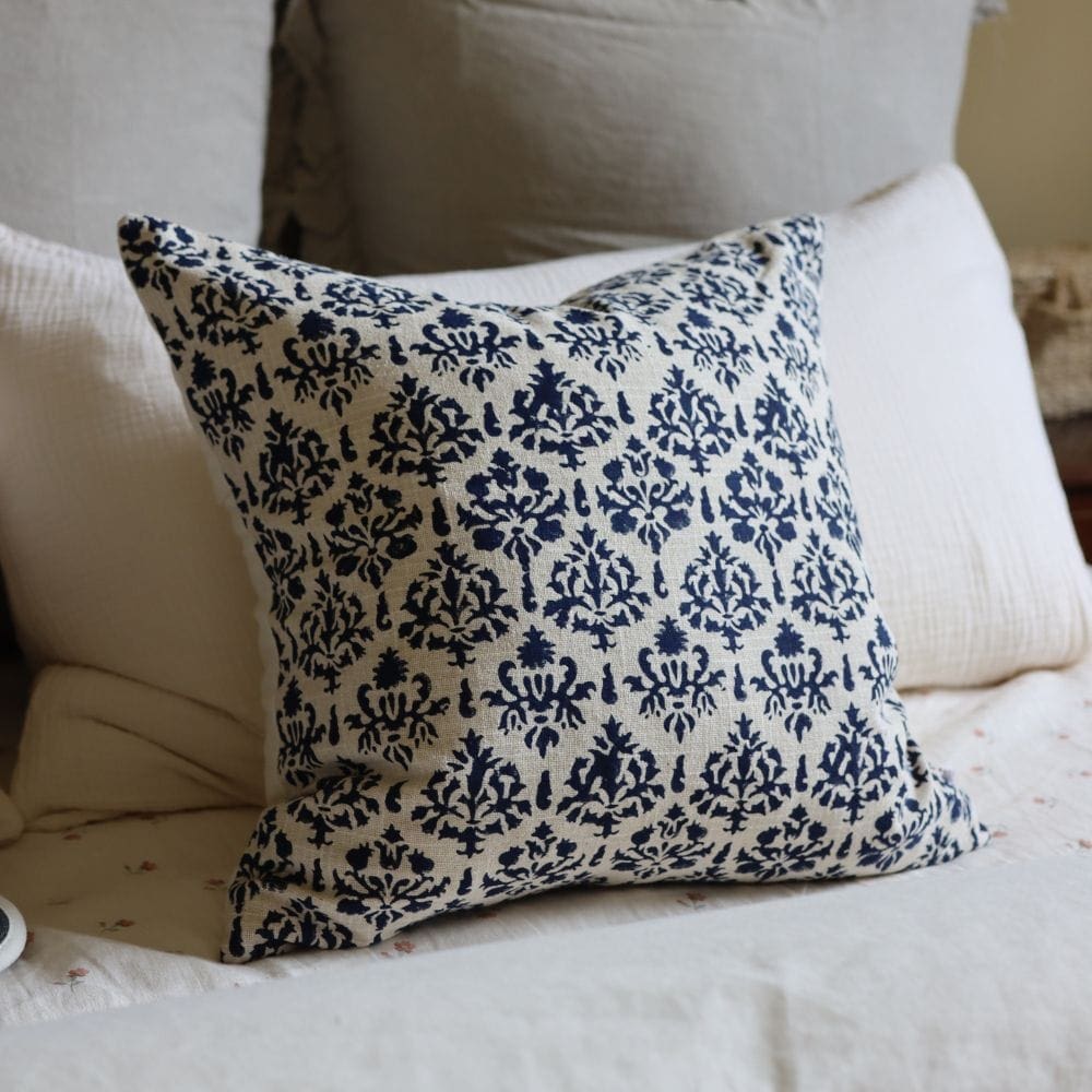 Ivy Navy Print Cushion