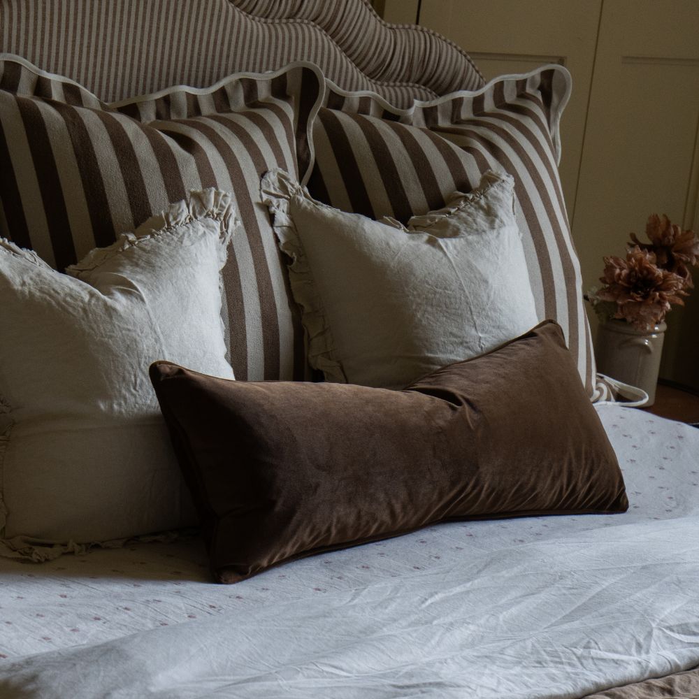 Emma Dark Brown Velvet Bolster Cushion 80x30