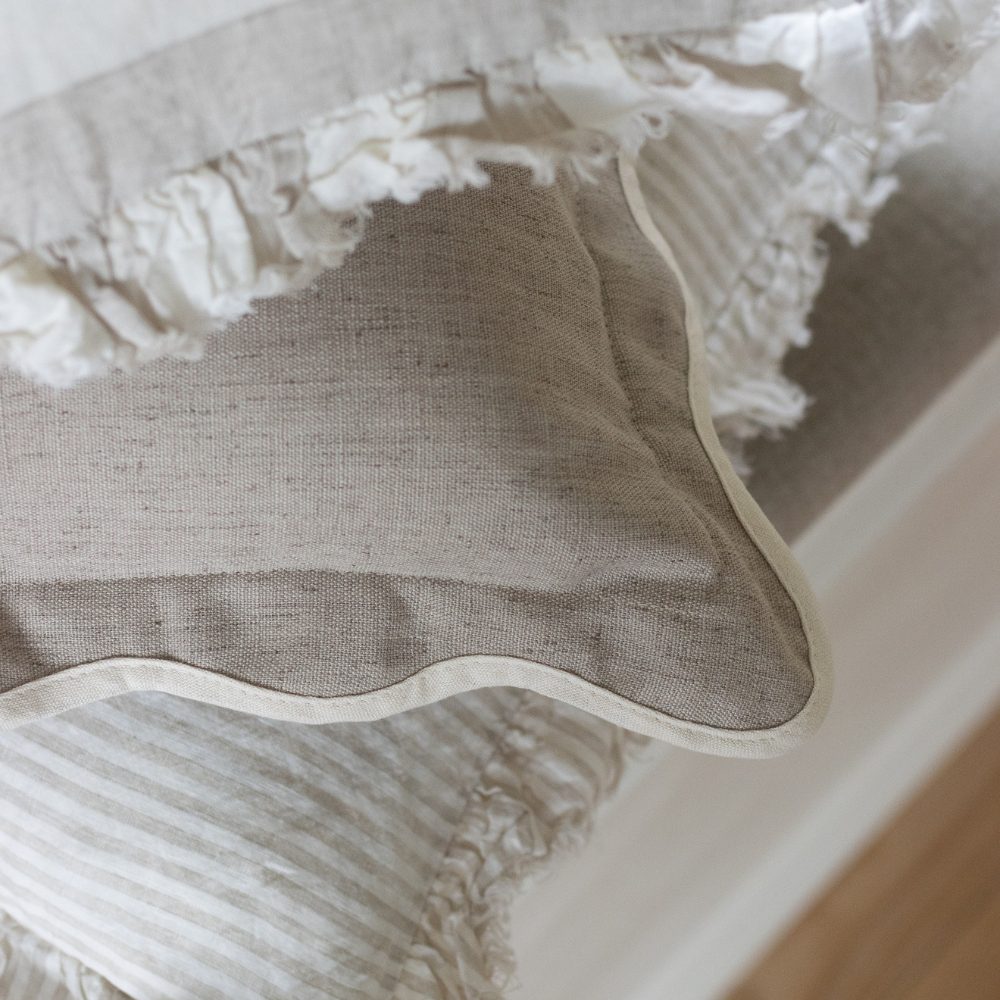 Chloe Greige Scalloped Edge Cushion 65x65