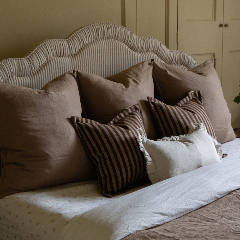 Esmee Coffee Brown Linen Cushion 65x65