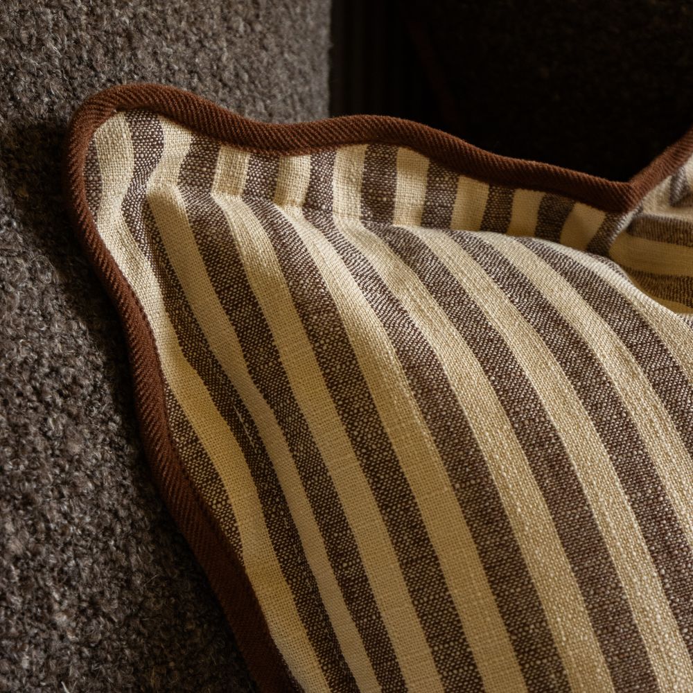 Chloe Brown & Cream Stripe Cushion 45x45