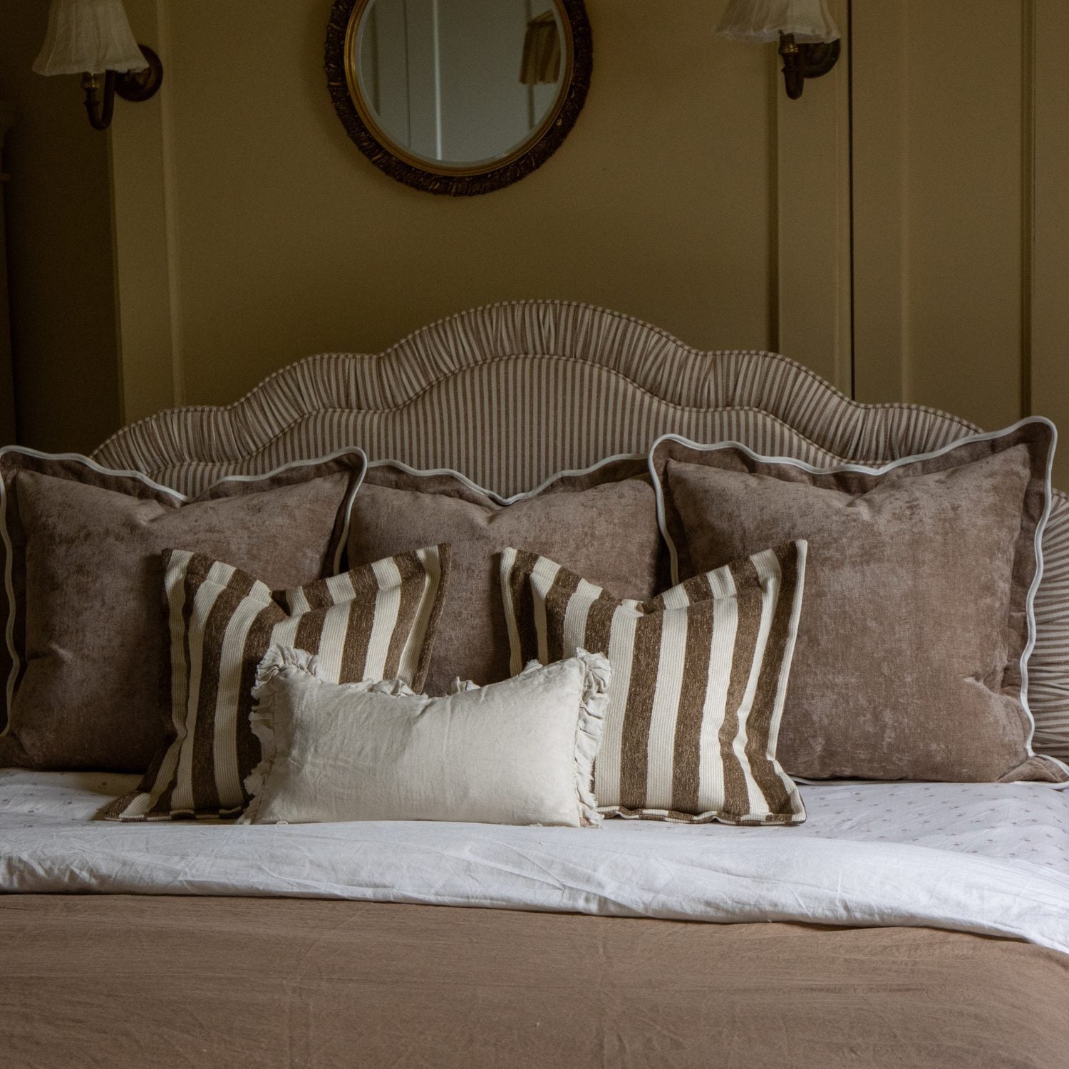 Orla Coffee Brown Stripe Cushion 45x45