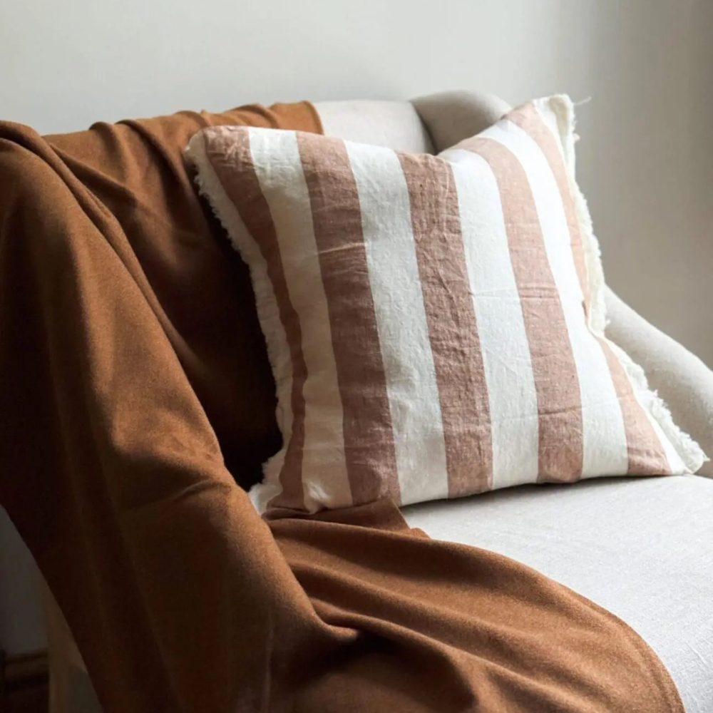 Esmee Rust Wide Stripe Cushion 45x45