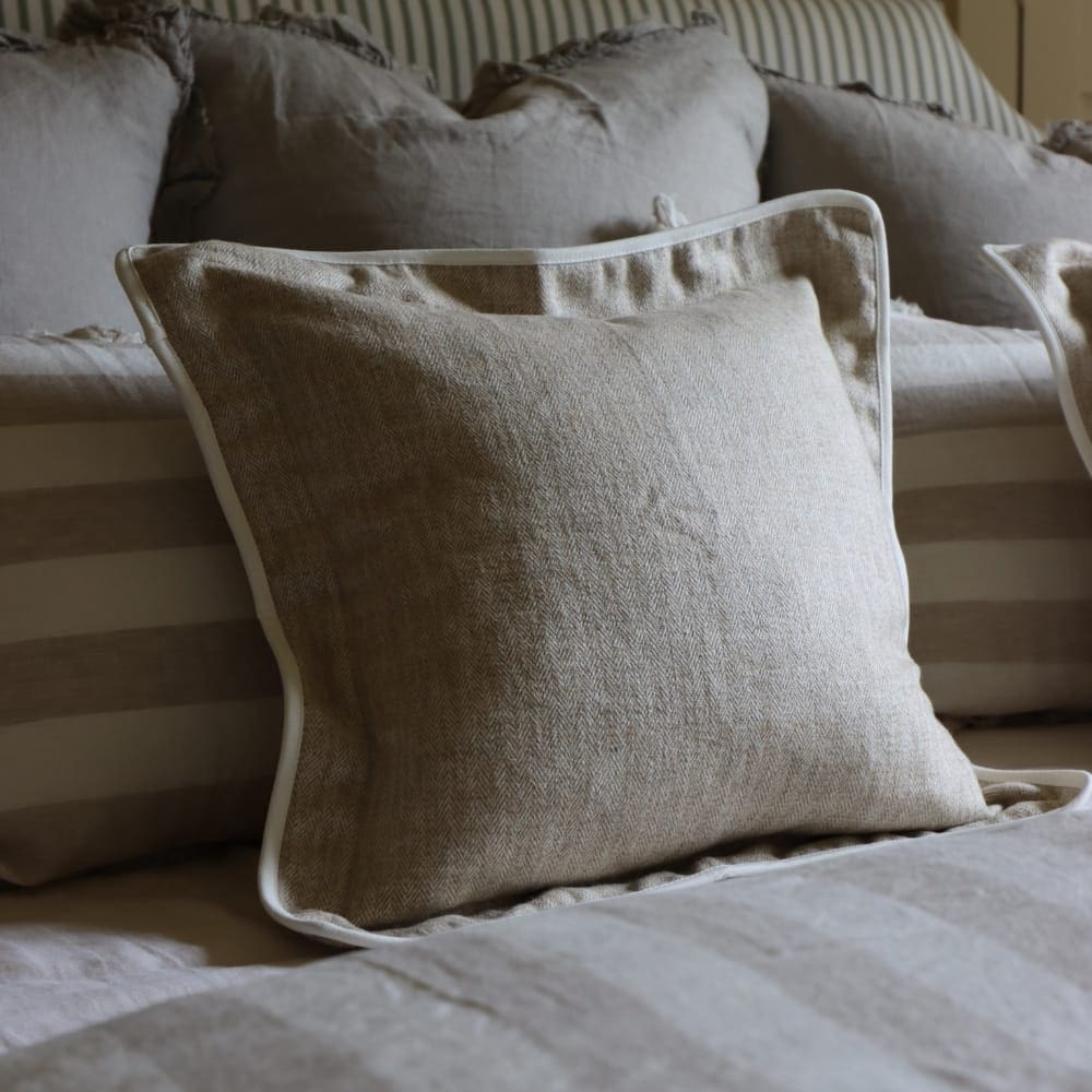 Tia Beige Herringbone Cushion 45x45