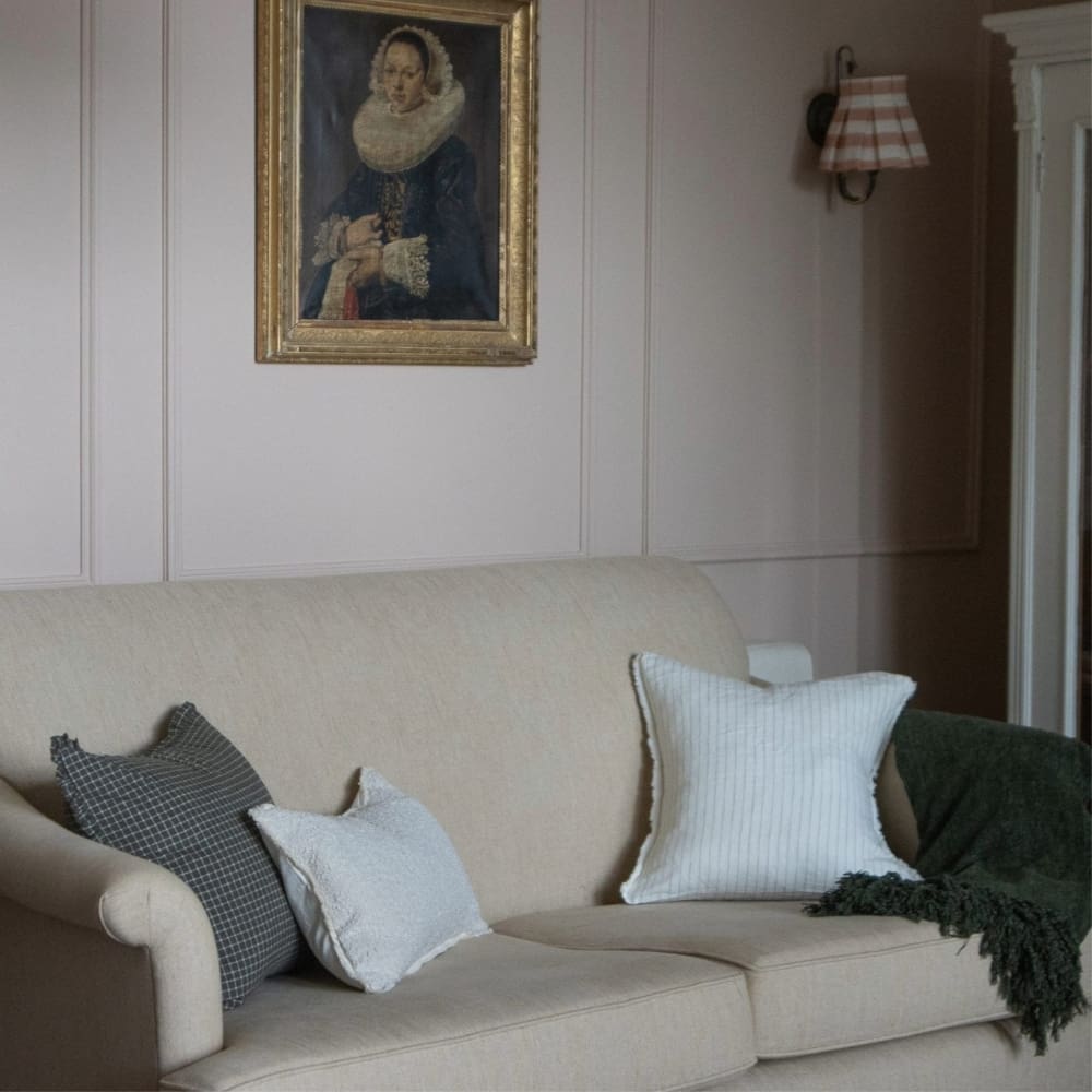 Esmee Olive Green Pinstripe Cushion 45x45