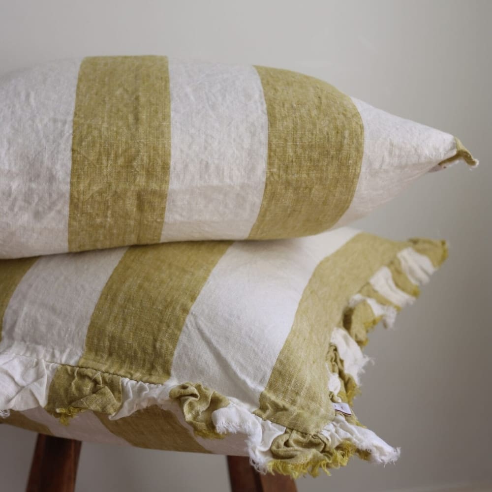 Esmee Light Olive Wide Stripe Cushion 45x45
