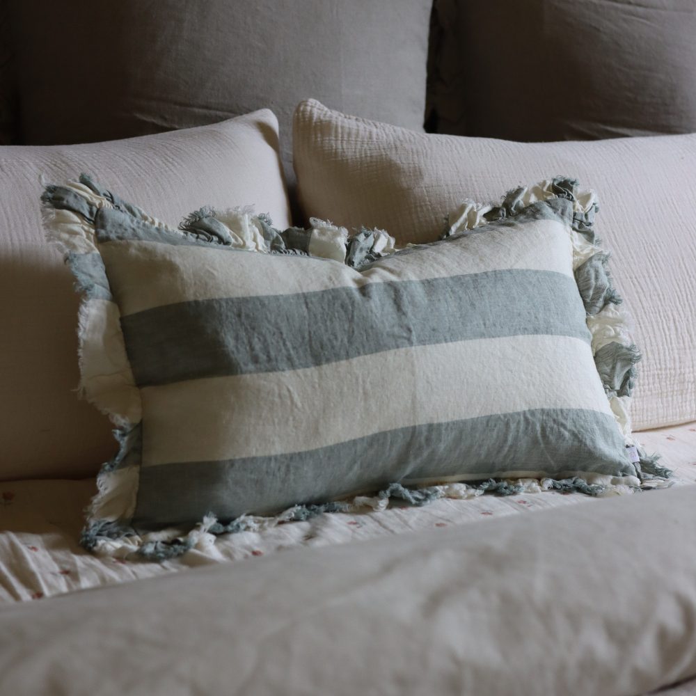 Hallie Teal Wide Stripe Cushion 50x30