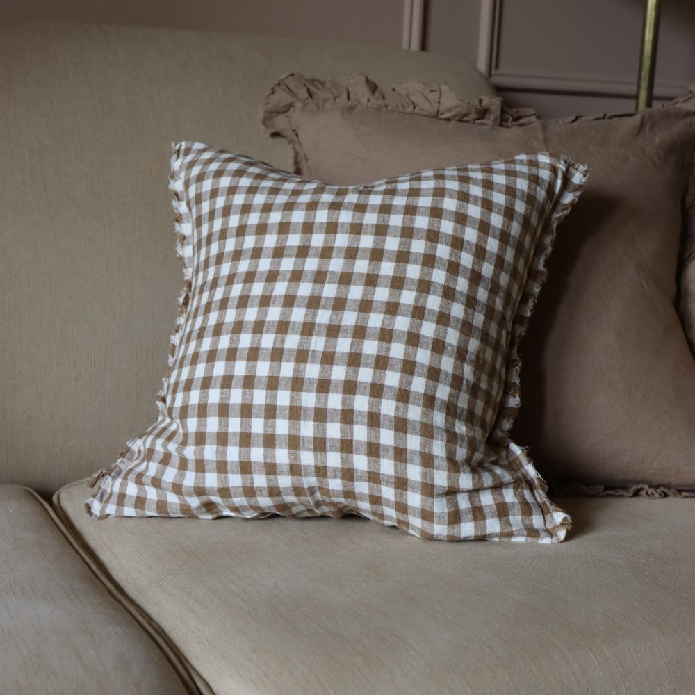 Esmee Brown Gingham Cushion 45x45