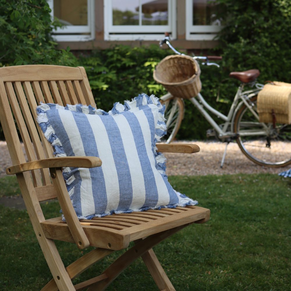 Hallie Blue Wide Stripe Cushion 45x45