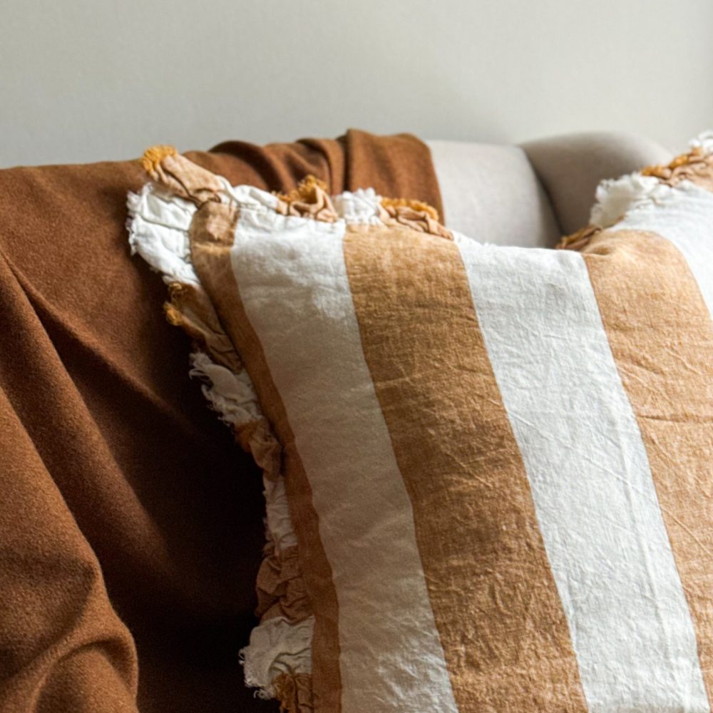 Hallie Mustard Wide Stripe Cushion 45x45