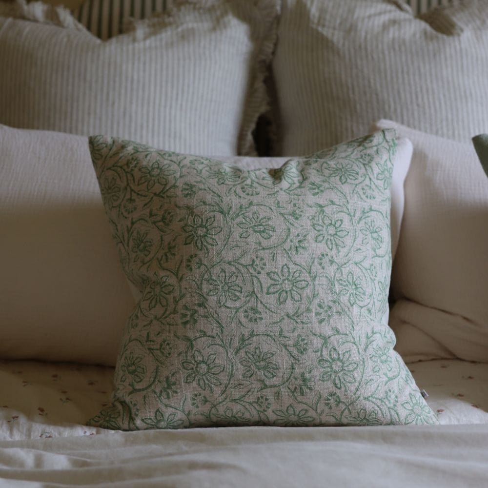 Ivy Sage Green Print Cushion 45x45