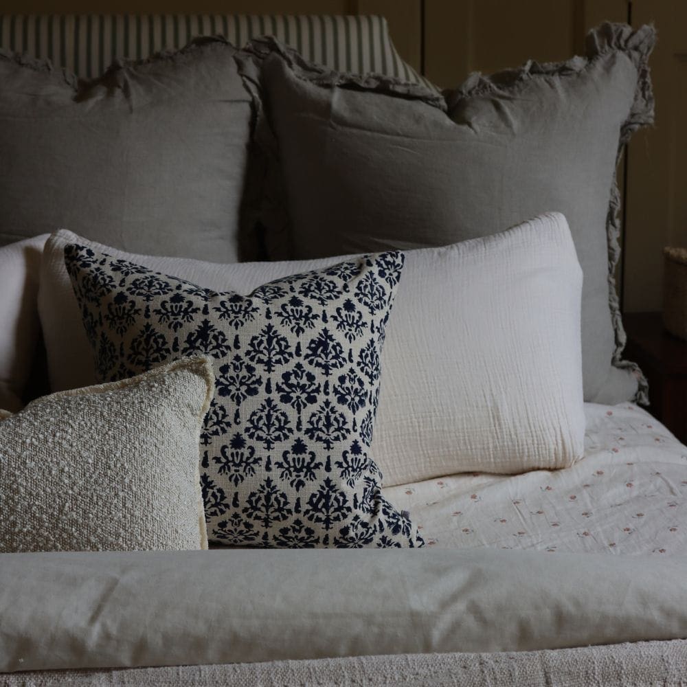 Ivy Navy Print Cushion 45x45