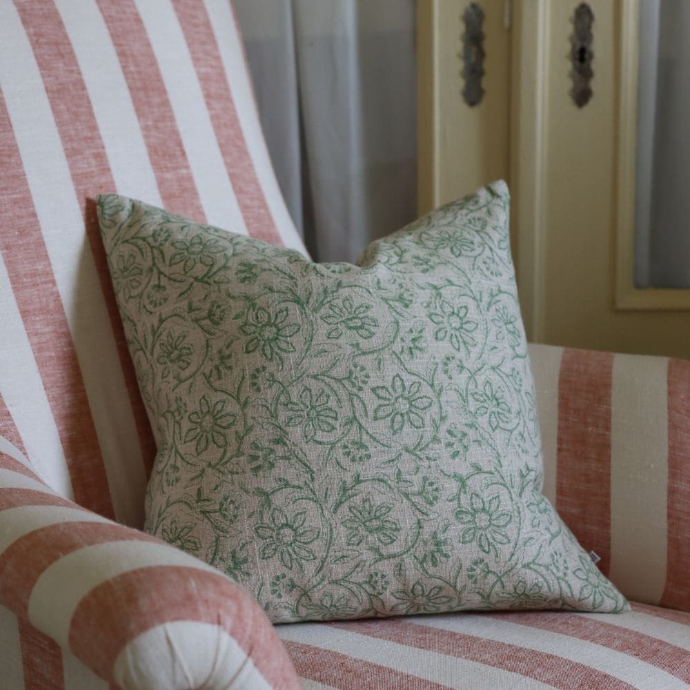 Ivy Sage Green Print Cushion 45x45