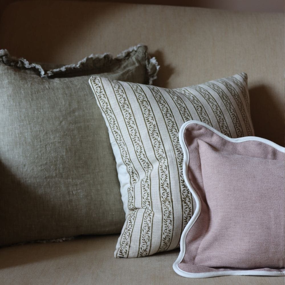 Ivy Olive Stripe Print Cushion 45x45