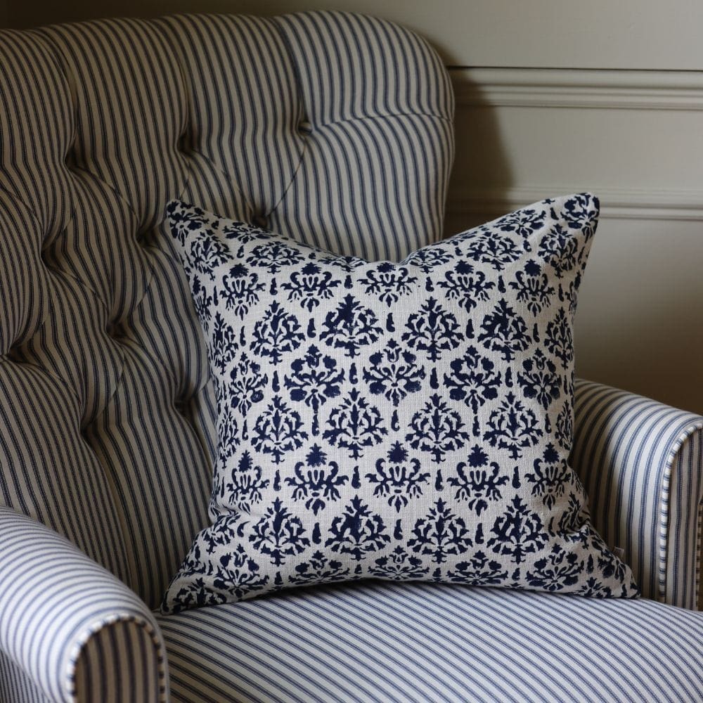 Ivy Navy Print Cushion 45x45