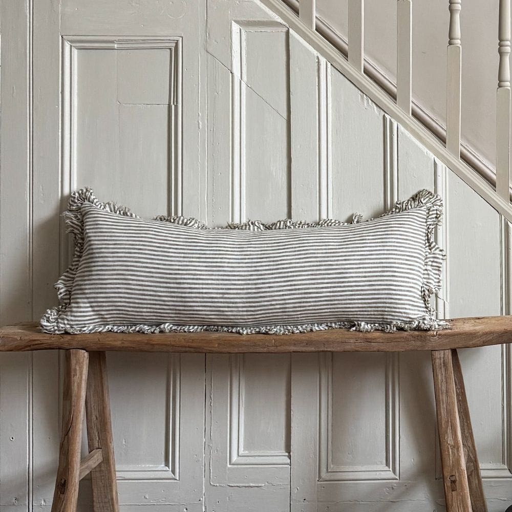 Hallie Olive Green Stripe Bolster Cushion